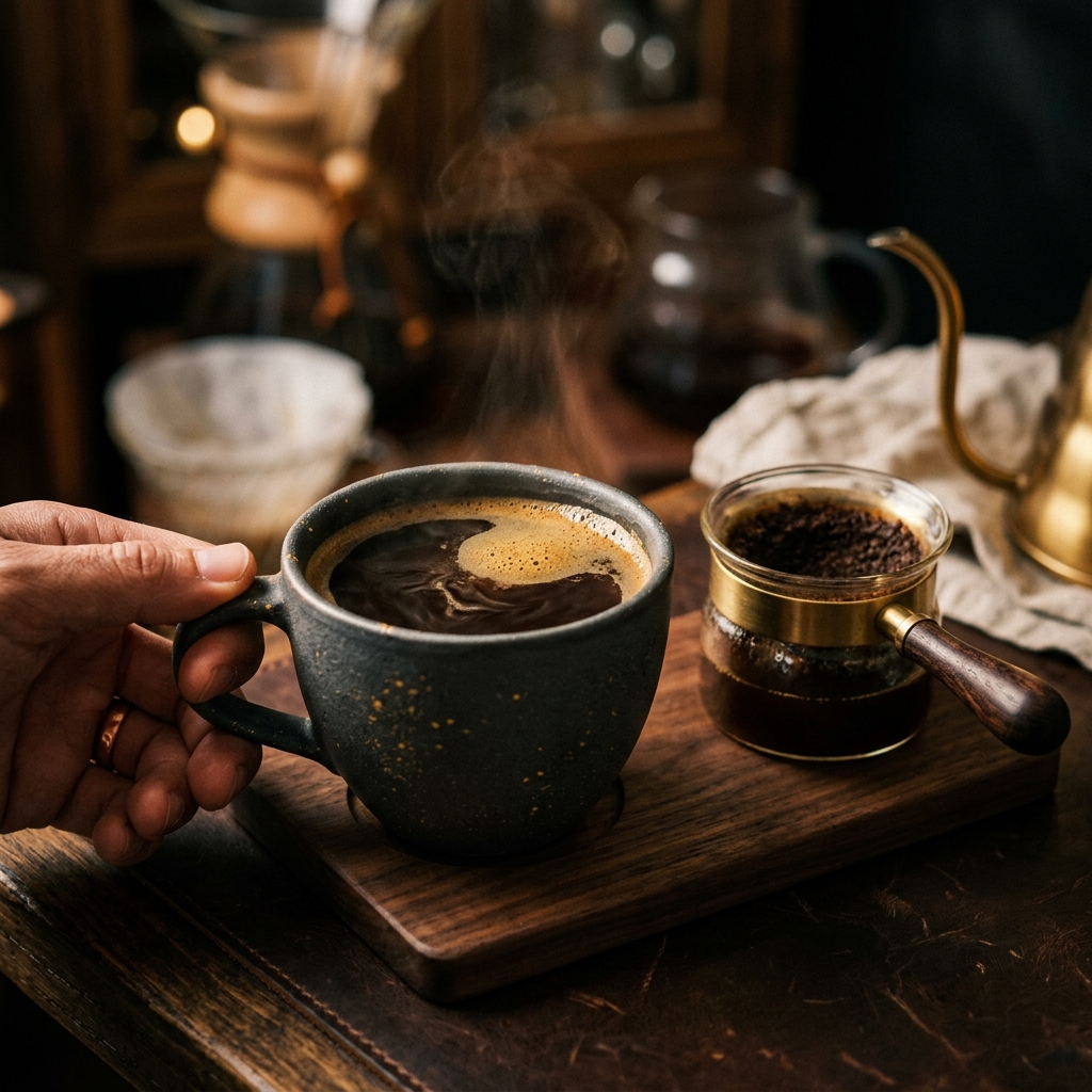 Café preparado en mesa